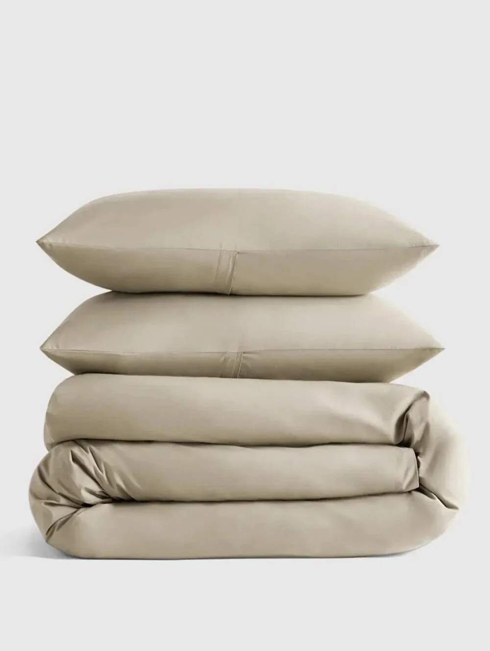 Quince Organic Crisp Percale King Cal King Duvet Cover Toffee